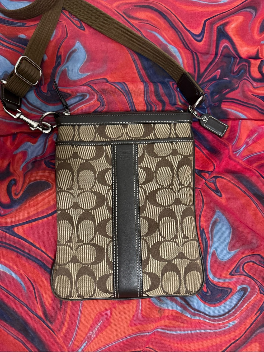 Vintage Y2K Coach Heritage Signature Stripe Swingpack Crossbody 🤎